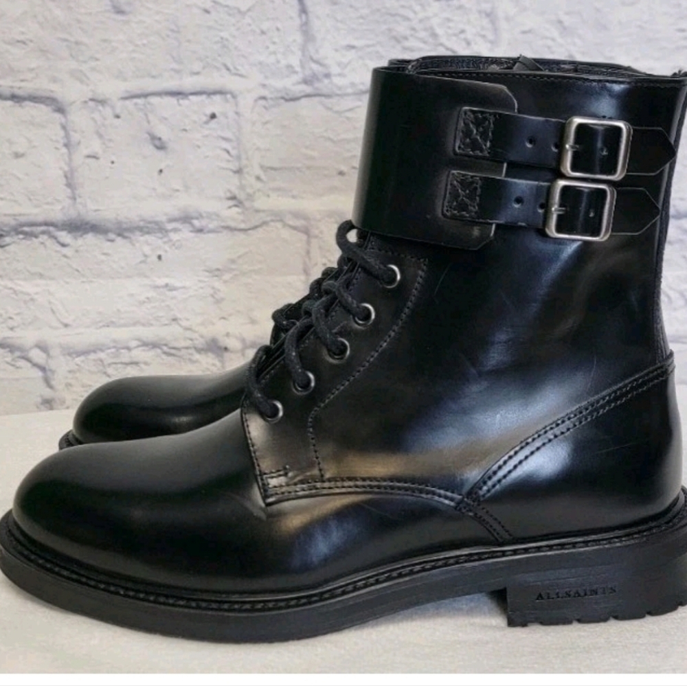 All Saints Women's Brigade All Leather Black Combat Boots Size 6 NWOT - Picture 6 of 13